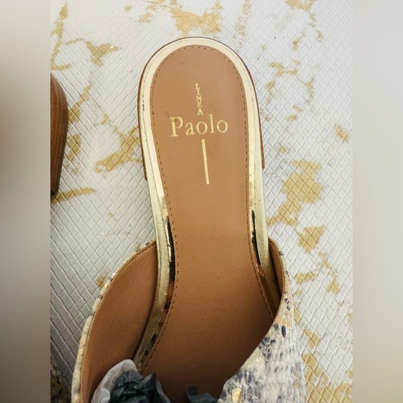 🔥🔥FINAL CLEARENCE🔥🔥 LÍNEA PAOLO Gold Snake Print Slides - Picture 4 of 6